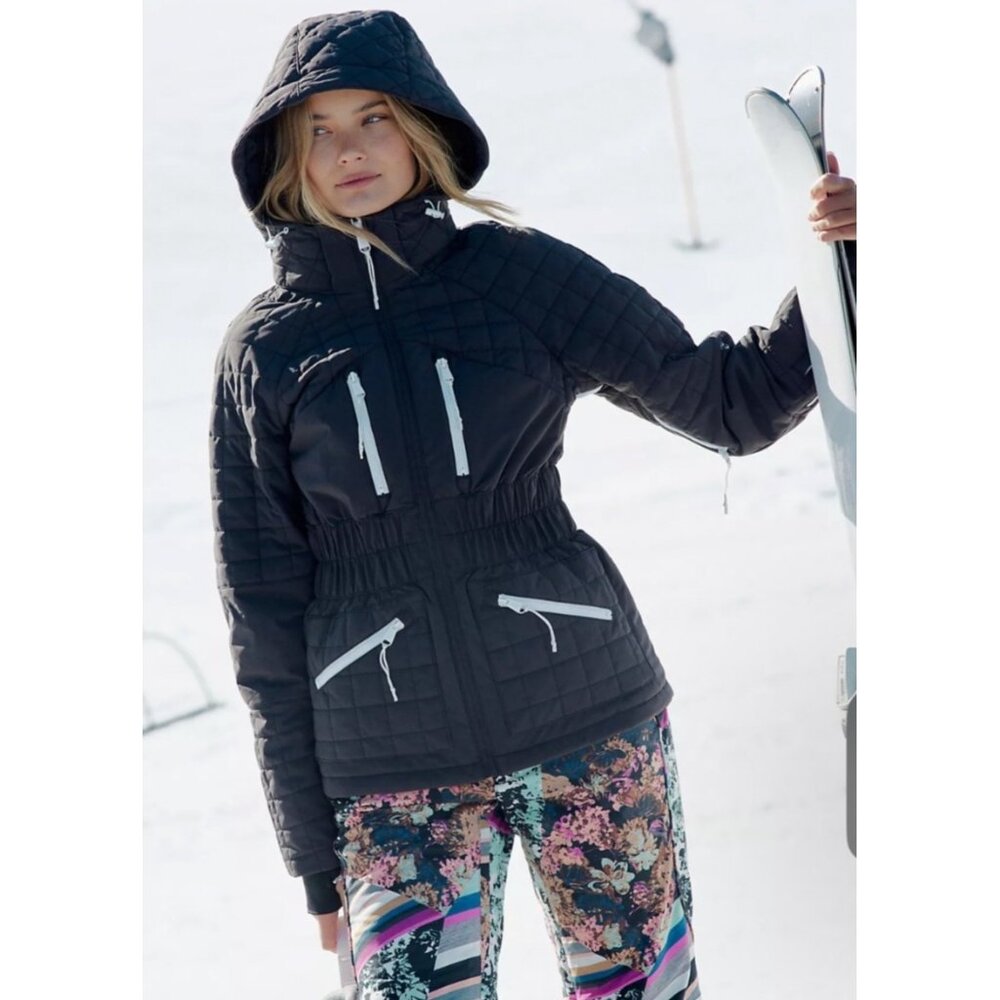 Free People All Prepped Ski Jacket Size Small Black Movement NWT $438 Quilted